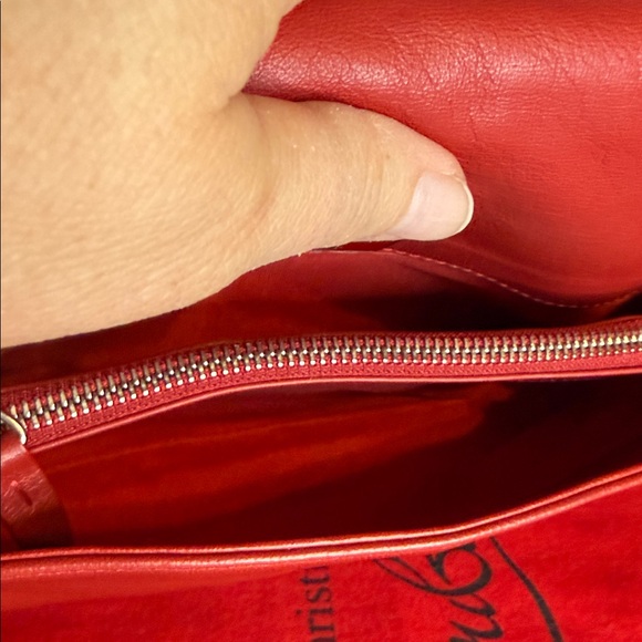 Christian Louboutin Sweet Charity Red Leather Clutch with Silver Studs - Picture 13 of 16